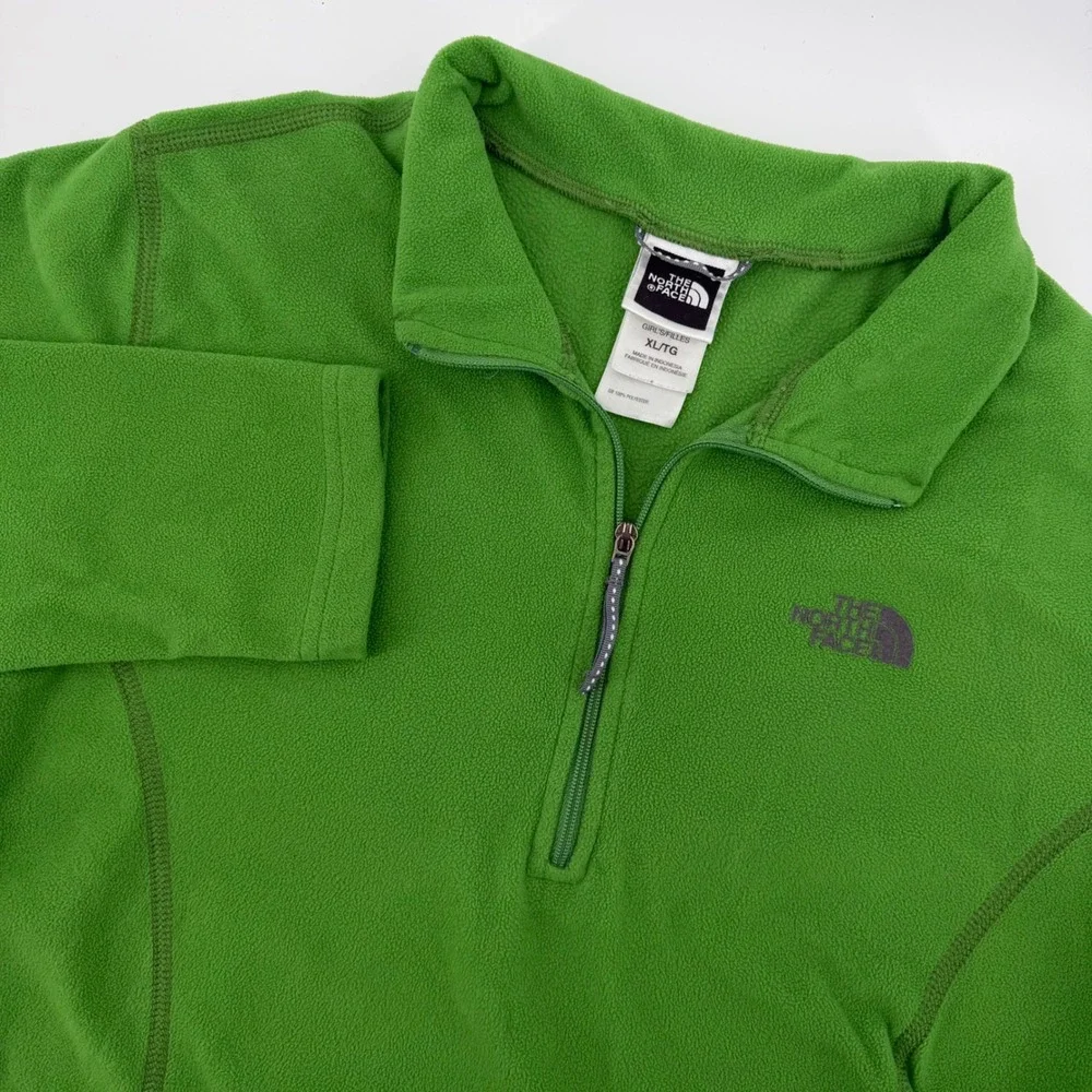 The North Face‎ Girls XL Green Quarter Zip Fleece Pullover Sweater Long Sleeve